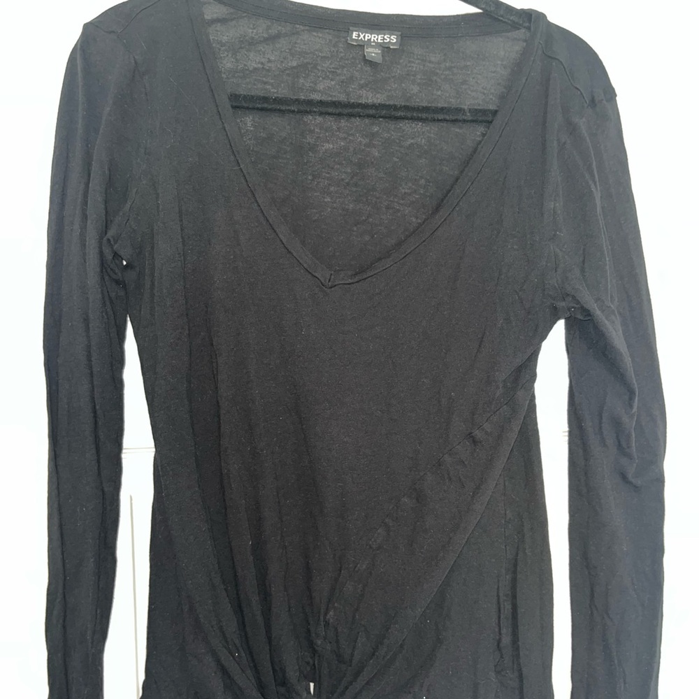 Express Women's Black V-Neck Top